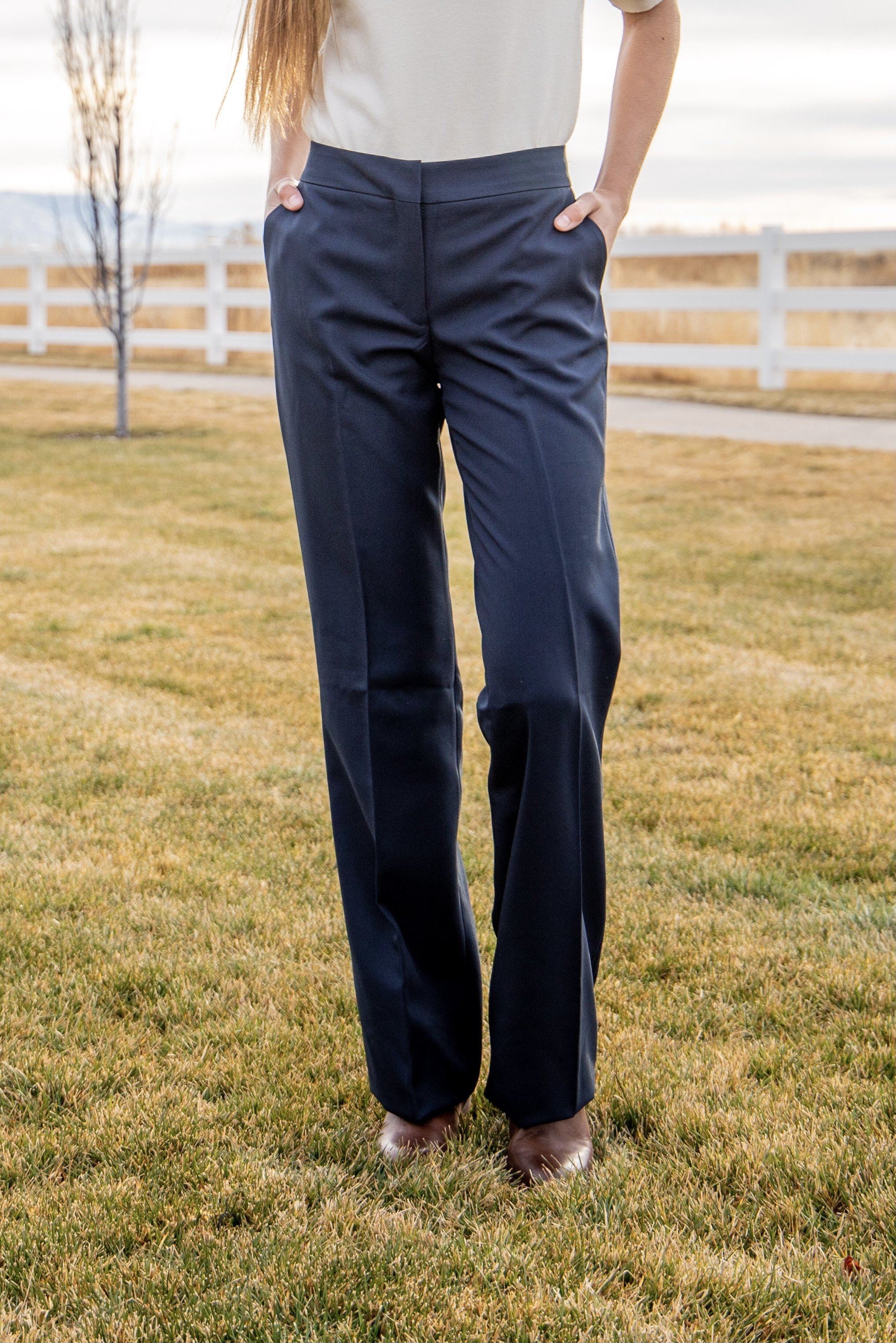 navy blue dress pants for woman